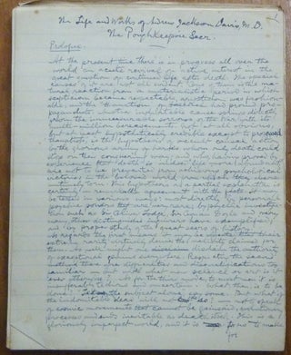 Item #59514 An original holograph manuscript of "The Life and Works of Andrew Jackson Davis, M.D....