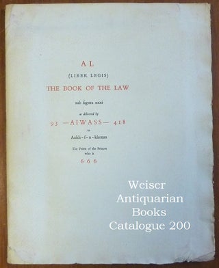 Item #59637 A printed facsimile of the manuscript of "The Book of the Law", in original printed...