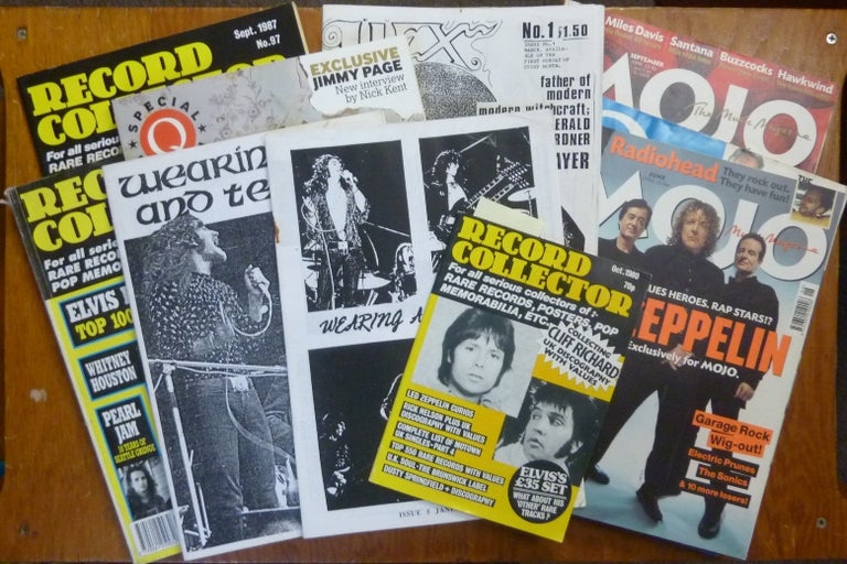 Item #59668 17 British Magazines - mostly from 1980s & 1990s - all of which have some material relating to Jimmy Page / Led Zeppelin (this ranges from interviews to articles on collectable records). Includes two issues of the rare fanzine "Wearing and Tearing" and an issue of "Classic Rock" magazine from Summer 2006 with a feature on Jimmy Page and the occult and a bonus tribute CD. Jimmy PAGE, Led Zeppelin.