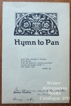 Item #60042 Hymn to Pan. Aleister CROWLEY