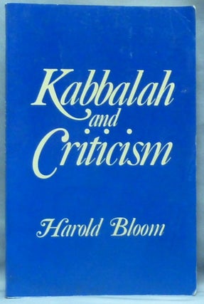 Item #60173 Kabbalah and Criticism. Harold BLOOM