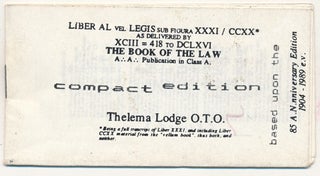 Item #60576 Liber AL vel Legis Sub Figura XXXI / CCXX as delivered by XCIII = 418 to DCLXVI. The...