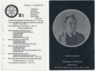 Item #60578 Liber Oz (Liber LXXVII). Aleister CROWLEY