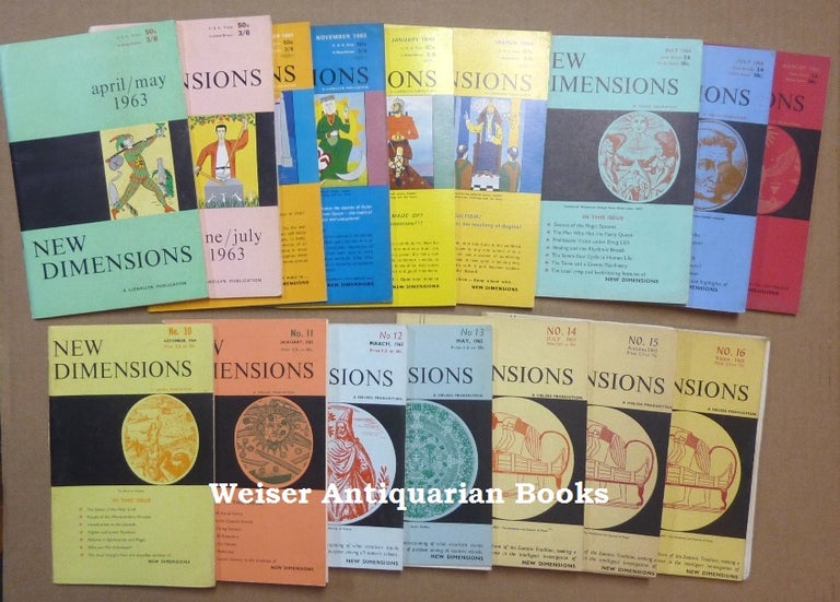 Item #60877 A Complete Run of the (first Series) of "New Dimensions" magazine, Issues 1-16, 1963-65. Basil WILBY, Douglas Baker, W. E. Butler, Arnold Crowther, Patricia Crowther, Louis T. Culling, Dion Fortune, Gerald. B. Gardner, William G. Gray, Marc Edmund Jones, "Gareth Knight", Victor E. Neuburg, Israel Regardie, Dane Rudhyar, Doreen Valiente, AKA Gareth Knight.