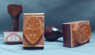 Item #61141 Three rubber stamps; one with Crowley's Baphomet seal, one his "Mark of the Beast"...