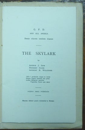 Cover title: "The Religion of Love, Mirth & Gaiety" Title on title page: "The Skylark"