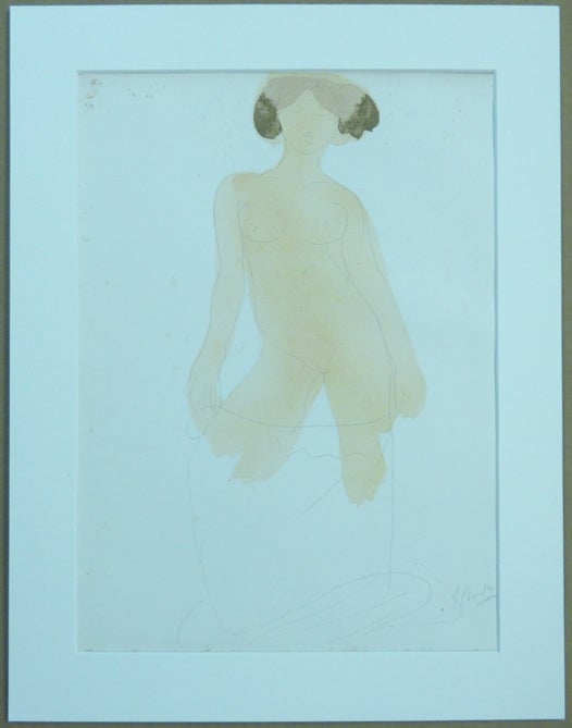 Item #61315 "L'amour qui Passe." An original chromolithograph print depicting a standing nude woman looking at the viewer. From a water-colour washed sketch which Auguste Rodin presented to Aleister Crowley. As published in Crowley's "Rodin in Rime." Aleister: related material CROWLEY, August Rodin, Auguste Clot.