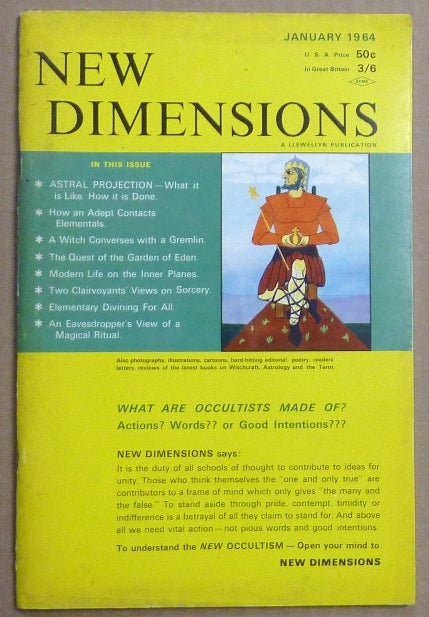 Item #61555 New Dimensions - December / January 1963/64 Vol. I, No. 5. Basil WILBY, And contributor. Essays etc. by W. E. Butler, Marc Edmund Jones Dion Fortune, Gerald Gardner, AKA Gareth Knight.
