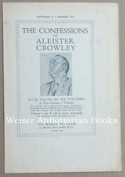 Item #61765 The Confessions of Aleister Crowley (Original Prospectus - Only ). Aleister. Short CROWLEY, P. R. Stephensen.