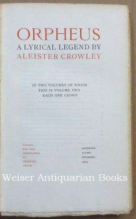 Orpheus. A Lyrical Legend ( 2 Volume Set ).