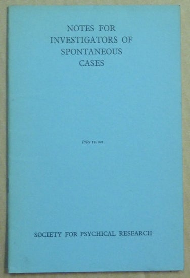 Item #62096 Notes for Investigators of Spontaneous Cases. Guy William LAMBERT, Society for Psychical Research.