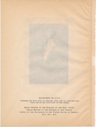 'Baphomet XI° O.T.O.' An Original illustration from "The Equinox Vol. III, No 1," 1919 [ aka "The Blue Equinox" ].