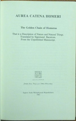 Aurea Catena Homeri. The Golden Chain of Homerus.
