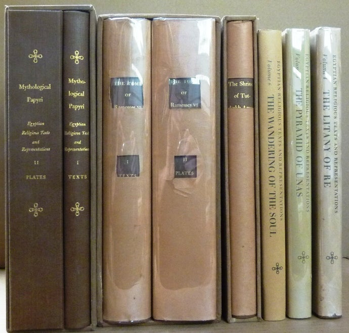 Item #63293 Egyptian Religious Texts and Representations, Bollingen Series XL, 1 - 6 ( Six Volumes ): Vol. I. The Tomb of Ramesses VI Texts and Plates, ( in slipcase ); Vol. II; The Shrines of Tut-Ankh-Amon (in slipcase), Vol. III: Mythological Papyri in Two Parts, (in slipcase ); Vol. IV: The Litany of Re; Vol. V; The Pyramid of Unas; Vol. VI: The Wandering of the Soul. Alexandre PIANKOFF, N. Rambova.