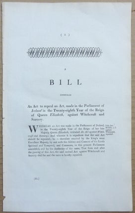 Item #64850 A Bill Intituled An Act to repeal an Act, made in the Parliament of Ireland in the...