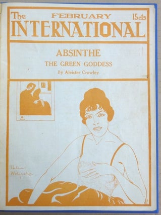 Four bound volumes containing 30 issues of 'The International: a Review of Two Worlds' covering 1915 through to the final issue of the journal in 1918, with extensive content by Aleister Crowley.