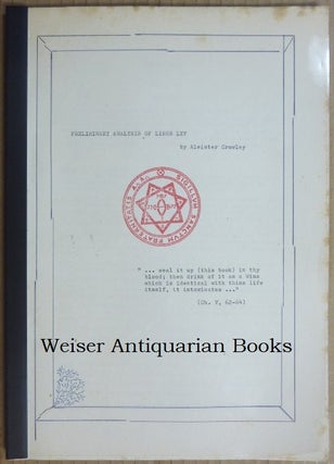 Item #65678 Preliminary Analysis of Liber LXV [ A typescript ]. Aleister CROWLEY