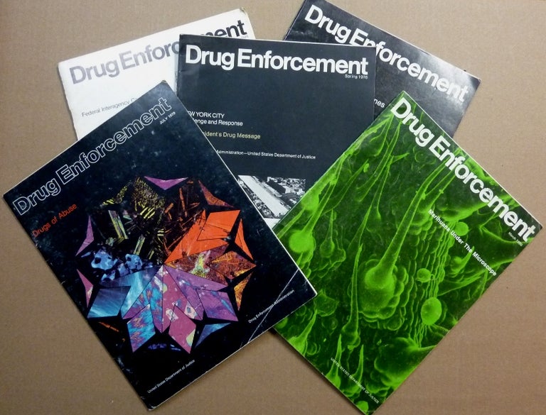 Item #65877 Drug Enforcement [ Magazine ], Spring 1976; July 1978; September 1978; July 1979 and March 1980 ( 5 Issues ). Drugs, Horton HEATH, Art Director Anthony DeVittorio, Graphics Steven R. Hillebrand, Production Carolyn Bronson.