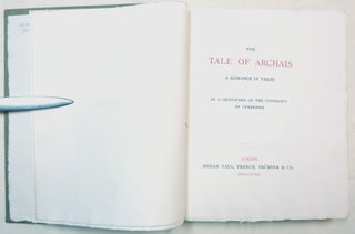 The Tale of Archais. A Romance in Verse.
