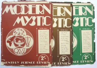 The Modern Mystic and Monthly Science Review. Vol. 2 No. 1, February 1938; No. 2, March 1938; No. 3, April, 1938; No. 4, May, 1938; No. 5, June, 1938; & No. 6, July, 1938; No. 10, November, 1937; No. 11, December, 1937, No. 12, January, 1938 (Six issues).