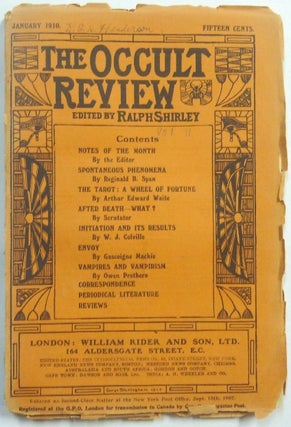 Item #66278 The Occult Review, Vol XI, No. I, January 1910. Includes the illustrated essay "The...