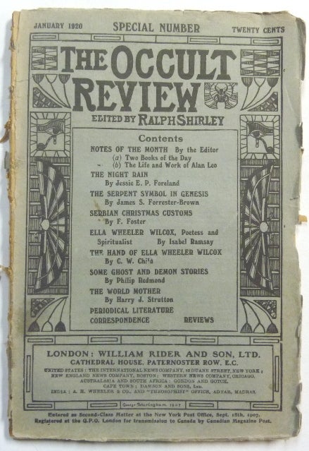 Item #66279 The Occult Review, Vol XXXI, No. I, January 1920. Occult Review, Ralph SHIRLEY, Jessie E. P. Foreland, James S. Forrester-Brown, F. Foster, EIsabel Ramsay, Philip Redmond, Harry J. Strutton. Also includes a. book, Arthur Edward Waite.