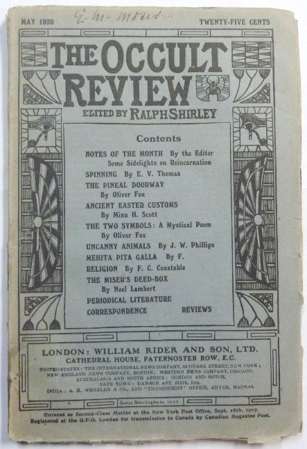 Item #66291 The Occult Review, Vol XXXI, No. 5, May 1920. Occult Review, Ralph SHIRLEY, Effie Venning Thomas, Oliver Fox, Mina H. Scott, J. W. Phillips, F., F. C. Constable, Noel Lambert., Arthur Edward Waite.