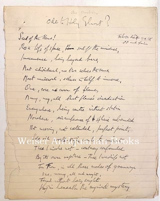 Item #66313 "Ode to Holy Ghost?" The original holograph manuscript, of an apparently unpublished...