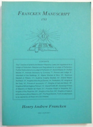 Item #66436 Francken Manuscript 1783. Henry Andrew FRANCKEN, with new Introduction