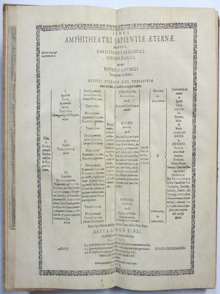 Amphitheatrum Sapientiae Solius Verae Christiano - Kabalisticum, Divino - Magicum. nec nom Physico - Chymicum, Tertriunum, Catholicon.