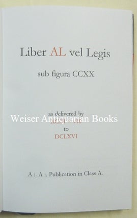 The Book of the Law. Liber AL vel Legis.