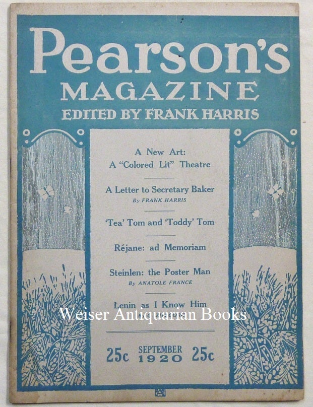 Item #67156 Pearson's Magazine, Vol. 46, No. 3. September 1920 [ Aleister Crowley contributes a short story: "Face" to Pearson's Magazine ]. Aleister CROWLEY, contributor, Frank Harris, Bertrand Russell other authors including Anatole France, contributor.