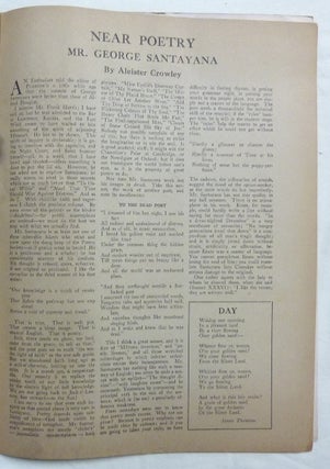 Pearson's Magazine, Volume 38, No. 4. October, 1917 [ Aleister Crowley contributes an essay: "Near Poetry, George Santayana" ].