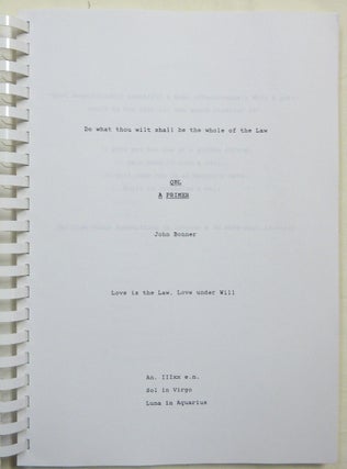 QBL A Primer [ Original Uncorrected Draft Print-out in 3 Volumes, with Typed letter, Signed ].