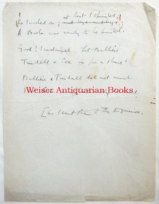 Item #67531 The original holograph manuscript of an untitled and apparently unpublished short...