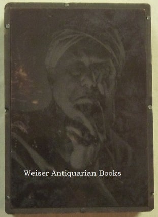 An Original Small Engraved Metal Printing Plate With a Photographic Portrait of Aleister Crowley Wearing a Turban That Was Used to Print the Illustration on the First Publication of "Liber Oz" in Postcard Format.