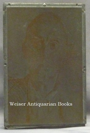 The Original Engraved Metal Printing Plate of a Portrait of Aleister Crowley by Augustus John which Crowley Used to Print a Post-card which he Distributed to Friends. With An Original Example of the Postcard.