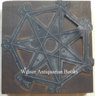 An Original Cast Metal Printing Plate of an Occult Diagram Depicting a Heptagram within a Heptagon, with Astrological Symbols at Each of the Points.