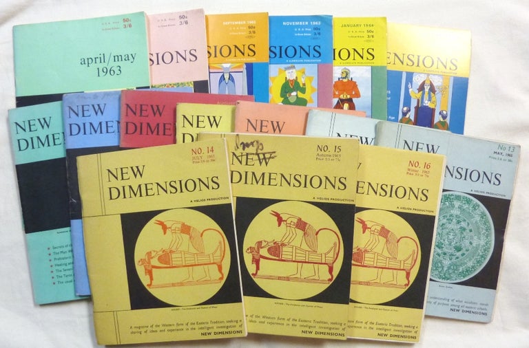 Item #68136 A Complete Run of the (first Series) of "New Dimensions" magazine, Issues 1-16, 1963-65. New Dimensions, Basil WILBY, Douglas Baker, W. E. Butler, Arnold Crowther, Patricia Crowther, Louis T. Culling, Dion Fortune, Gerald. B. Gardner, William G. Gray, Marc Edmund Jones, "Gareth Knight", Victor E. Neuburg, Israel Regardie, Dane Rudhyar, Doreen Valiente, AKA Gareth Knight.