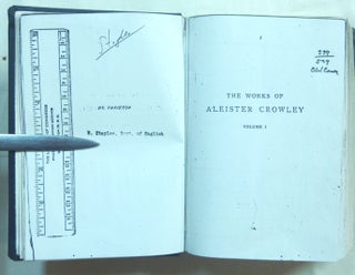 A unique facsimile copy of The Works of Aleister Crowley ("The Collected Works of Aleister Crowley" - 3 Volumes in 1) heavily annotated by Crowley scholar Roger Carey Staples with bibliographic notes, and corrections, ommitted passages etc. restored from Crowley's writings.