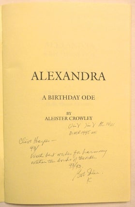 Alexandra. A Birthday Ode.