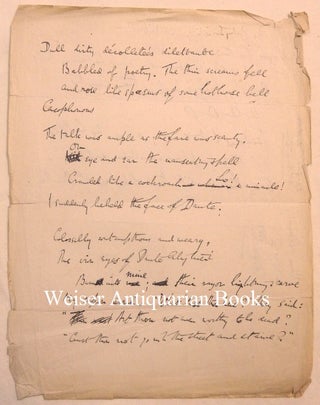 Item #68307 An untitled single-leaf original holograph manuscript with poetry fragments on both...