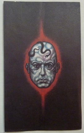 Item #68447 A postcard sized print with a depiction of Aleister Crowley's head and a serpent on...