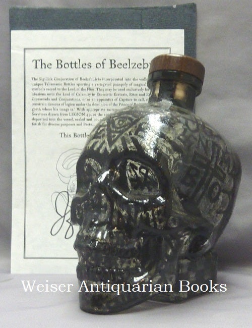 Item #68541 A skull shaped glass vodka bottle, heavily decorated with diabolic sigils and symbois by artist Barry William Hale. One of only 7 "Bottles of Beelzebub" that he produced thus, each obviously unique. Barry William HALE.