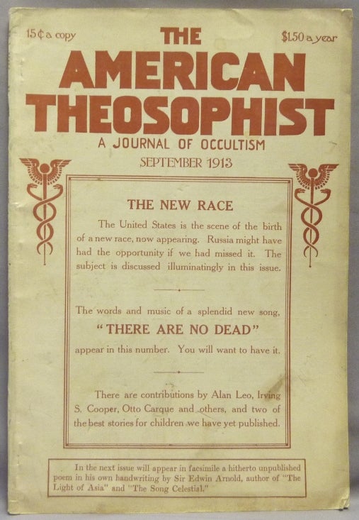 Item #69319 The American Theosophist. A Journal of Occultism ( Vol. XIV, No, 12, September, 1913 ). Irving S. Cooper, Alan Leo, John M. Macmillan, Frank L. Reed.