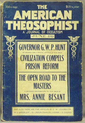 Item #69325 The American Theosophist. A Journal of Occultism ( Vol. XIV, No, 9, June, 1913 )....
