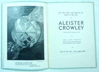 Aleister Crowley ... The Last Ritual. Read From His Own Works, According To His Wish, on December 5th, 1947, at Brighton.