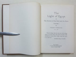 The Light of Egypt. The Science of the Soul and the Stars Volume I & Volume II [plus] A Treasure Chest of Wisdom, Jewels of Thought. A Supplement to the Tablets of Aeth in the Light of Egypt, Volume II ( Complete Two Volume Set and Supplement ).