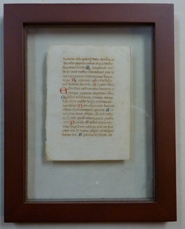 Item #70617 A Medieval Illuminated vellum Manuscript Leaf from a Book of Hours. Manuscript Leaf, Anonymous.