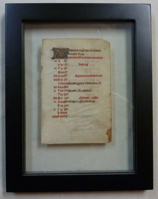 Item #70618 A Medieval Illuminated vellum Manuscript Leaf from a Book of Hours. Manuscript Leaf,...